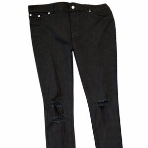 Black Skinny Jeans with Distressed Knees XL x-large edgy holes Hue